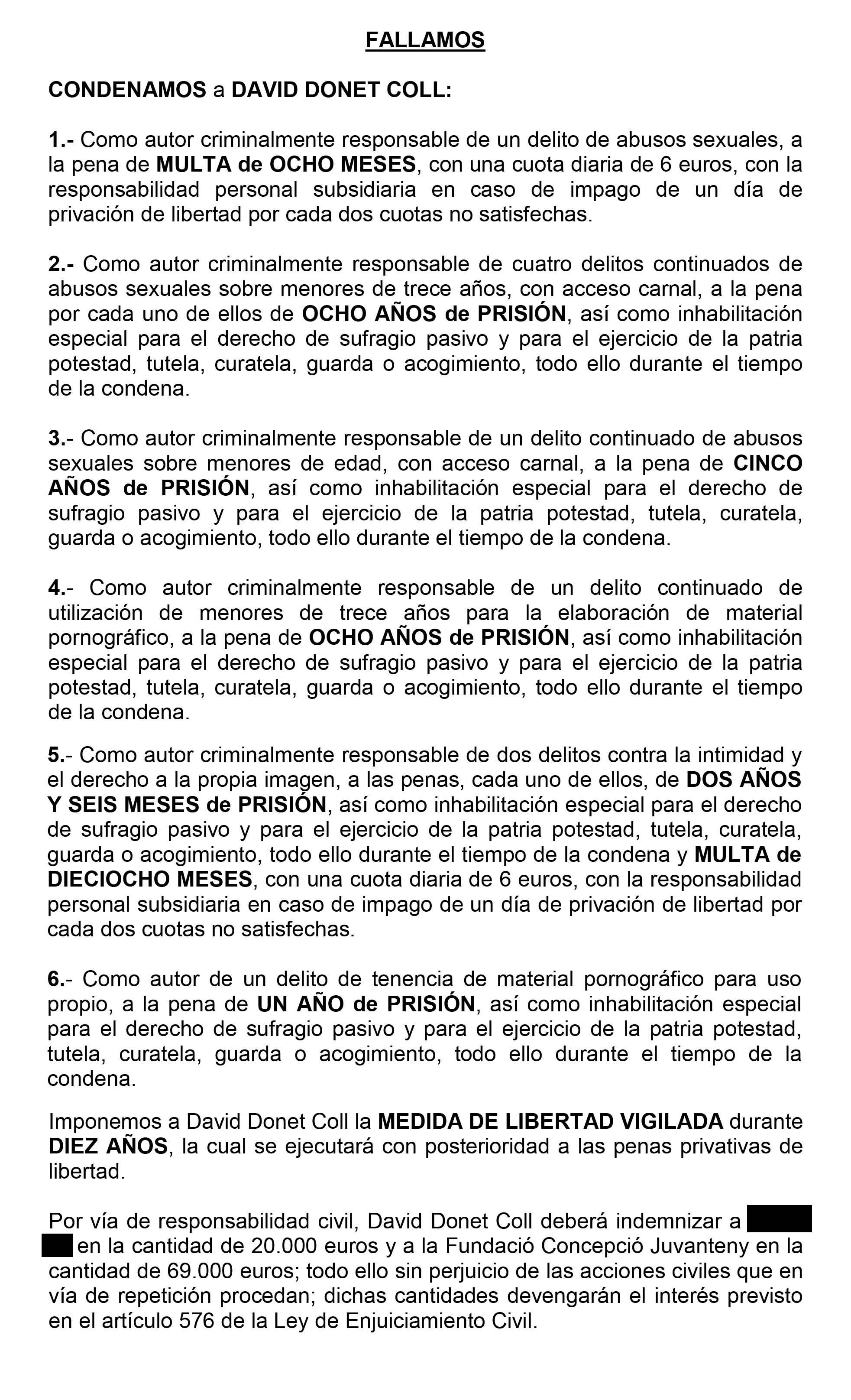 Fragmento de la Sentencia NUM 193/15 del Juzgado de Instrucción 2 de la Audiencia Provincial de Lleida al que ha tenido acceso el periodista Carles Porta.